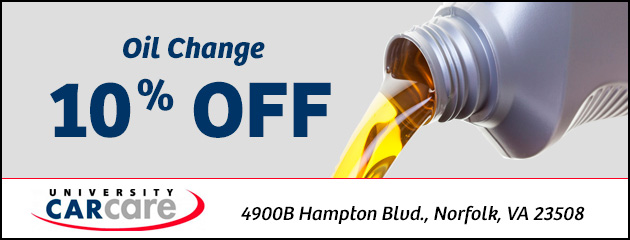 Oil change: 10% off